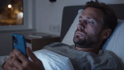 Man unable to sleep at night due to stress